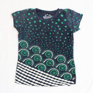 Urban Outfitters Heart Breaker T-Shirt - Dark Blue Green Polka Dots